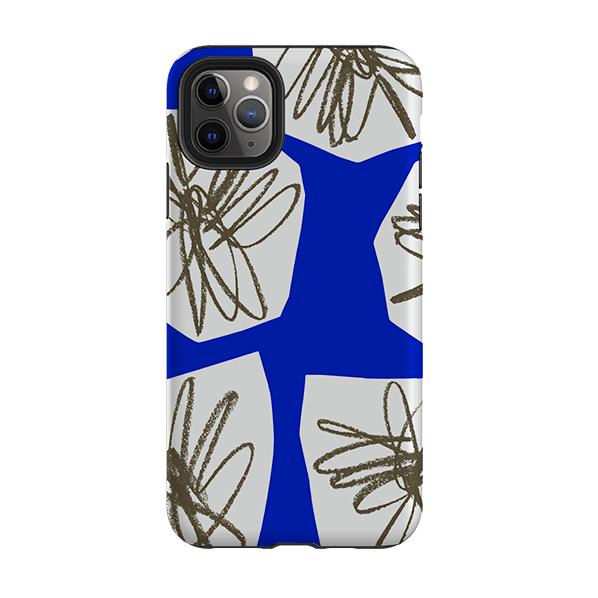 iPhone phone case-Blue Collage Flower By Kitty Joseph-Product Details Raised bevel to protect screen from scratches. Impact resistant polycarbonate shell and shock absorbing inner TPU liner. Secure fit with design wrapping around side of the case and full access to ports. Compatible with Qi-standard wireless charging. Thickness 1/8 inch (3mm), weight 30g. Compatibility See drop down menu for options, please select the right case as we print to order.-Stringberry