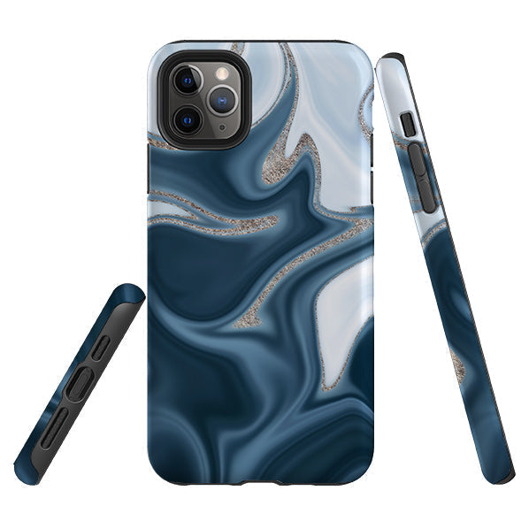 iPhone phone case-Blue Ice (case does not glitter)-Product Details Raised bevel to protect screen from scratches. Impact resistant polycarbonate shell and shock absorbing inner TPU liner. Secure fit with design wrapping around side of the case and full access to ports. Compatible with Qi-standard wireless charging. Thickness 1/8 inch (3mm), weight 30g. Compatibility See drop down menu for options, please select the right case as we print to order.-Stringberry
