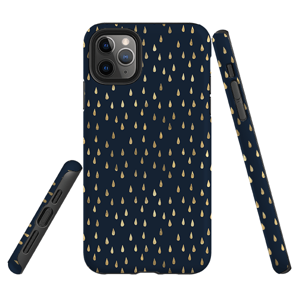 iPhone phone case-Blue Rain-Product Details Raised bevel to protect screen from scratches. Impact resistant polycarbonate shell and shock absorbing inner TPU liner. Secure fit with design wrapping around side of the case and full access to ports. Compatible with Qi-standard wireless charging. Thickness 1/8 inch (3mm), weight 30g. Compatibility See drop down menu for options, please select the right case as we print to order.-Stringberry