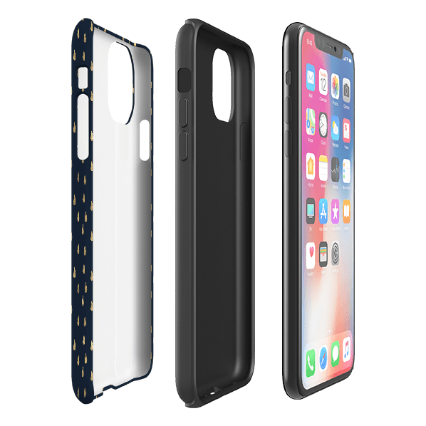 iPhone phone case-Blue Rain-Product Details Raised bevel to protect screen from scratches. Impact resistant polycarbonate shell and shock absorbing inner TPU liner. Secure fit with design wrapping around side of the case and full access to ports. Compatible with Qi-standard wireless charging. Thickness 1/8 inch (3mm), weight 30g. Compatibility See drop down menu for options, please select the right case as we print to order.-Stringberry