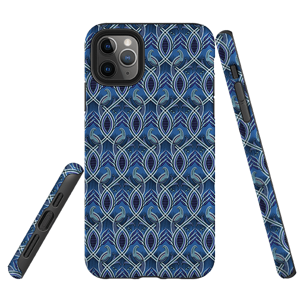 iPhone phone case-Bluebirds By Cressida Bell-Product Details Raised bevel to protect screen from scratches. Impact resistant polycarbonate shell and shock absorbing inner TPU liner. Secure fit with design wrapping around side of the case and full access to ports. Compatible with Qi-standard wireless charging. Thickness 1/8 inch (3mm), weight 30g. Compatibility See drop down menu for options, please select the right case as we print to order.-Stringberry