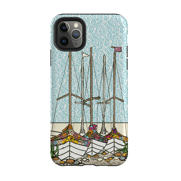 iPhone phone case-Boats At Rest By Amelia Bowman-Product Details Raised bevel to protect screen from scratches. Impact resis