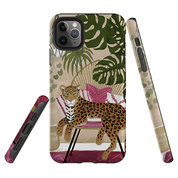 iPhone phone case-Boho Leopard Cream By Bex Parkin-Product Details Raised bevel to protect screen from scratches. Impact resistant polycarbonate shell and shock absorbing inner TPU liner. Secure fit with design wrapping around side of the case and full access to ports. Compatible with Qi-standard wireless charging. Thickness 1/8 inch (3mm), weight 30g. Compatibility See drop down menu for options, please select the right case as we print to order.-Stringberry