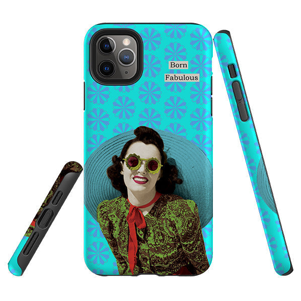 iPhone phone case-Born Fabulous By Clare Jordan-Product Details Raised bevel to protect screen from scratches. Impact resistant polycarbonate shell and shock absorbing inner TPU liner. Secure fit with design wrapping around side of the case and full access to ports. Compatible with Qi-standard wireless charging. Thickness 1/8 inch (3mm), weight 30g. Compatibility See drop down menu for options, please select the right case as we print to order.-Stringberry