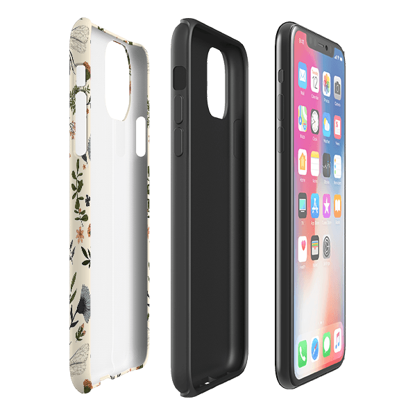 iPhone phone case-Bumble By Jade Mosinski-Product Details Raised bevel to protect screen from scratches. Impact resistant polycarbonate shell and shock absorbing inner TPU liner. Secure fit with design wrapping around side of the case and full access to ports. Compatible with Qi-standard wireless charging. Thickness 1/8 inch (3mm), weight 30g. Compatibility See drop down menu for options, please select the right case as we print to order.-Stringberry