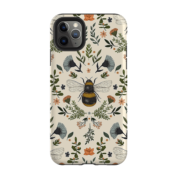 iPhone phone case-Bumble By Jade Mosinski-Product Details Raised bevel to protect screen from scratches. Impact resistant polycarbonate shell and shock absorbing inner TPU liner. Secure fit with design wrapping around side of the case and full access to ports. Compatible with Qi-standard wireless charging. Thickness 1/8 inch (3mm), weight 30g. Compatibility See drop down menu for options, please select the right case as we print to order.-Stringberry