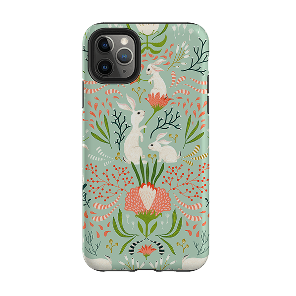 iPhone phone case-Bunny By Katherine Quinn-Product Details Raised bevel to protect screen from scratches. Impact resistant polycarbonate shell and shock absorbing inner TPU liner. Secure fit with design wrapping around side of the case and full access to ports. Compatible with Qi-standard wireless charging. Thickness 1/8 inch (3mm), weight 30g. Compatibility See drop down menu for options, please select the right case as we print to order.-Stringberry