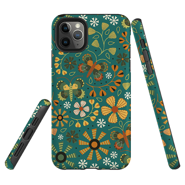 iPhone phone case-Butterflies Autumn By Suzy Taylor-Product Details Raised bevel to protect screen from scratches. Impact resistant polycarbonate shell and shock absorbing inner TPU liner. Secure fit with design wrapping around side of the case and full access to ports. Compatible with Qi-standard wireless charging. Thickness 1/8 inch (3mm), weight 30g. Compatibility See drop down menu for options, please select the right case as we print to order.-Stringberry