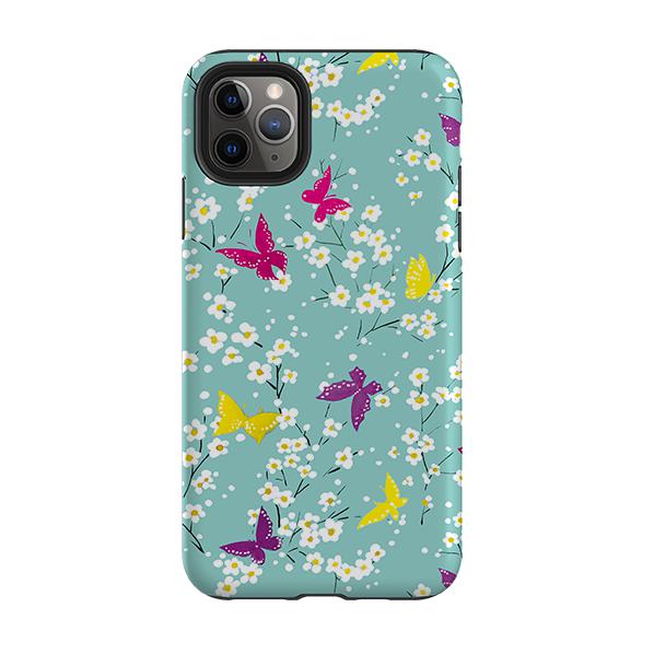 iPhone phone case-Butterfly Blossoms By Sarah Campbell-Product Details Raised bevel to protect screen from scratches. Impact resistant polycarbonate shell and shock absorbing inner TPU liner. Secure fit with design wrapping around side of the case and full access to ports. Compatible with Qi-standard wireless charging. Thickness 1/8 inch (3mm), weight 30g. Compatibility See drop down menu for options, please select the right case as we print to order.-Stringberry