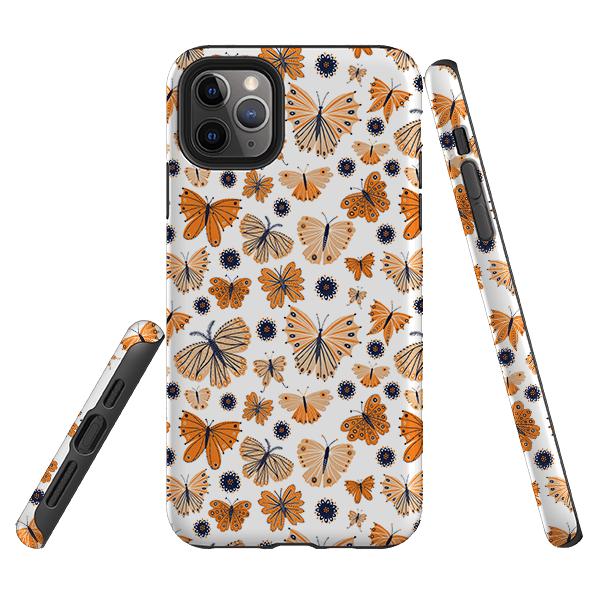 iPhone phone case-Butterfly Patterns By Lee Foster Wilson-Product Details Raised bevel to protect screen from scratches. Impact resistant polycarbonate shell and shock absorbing inner TPU liner. Secure fit with design wrapping around side of the case and full access to ports. Compatible with Qi-standard wireless charging. Thickness 1/8 inch (3mm), weight 30g. Compatibility See drop down menu for options, please select the right case as we print to order.-Stringberry
