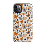 iPhone phone case-Butterfly Patterns By Lee Foster Wilson-Product Details Raised bevel to protect screen from scratches. Impact resistant polycarbonate shell and shock absorbing inner TPU liner. Secure fit with design wrapping around side of the case and full access to ports. Compatible with Qi-standard wireless charging. Thickness 1/8 inch (3mm), weight 30g. Compatibility See drop down menu for options, please select the right case as we print to order.-Stringberry