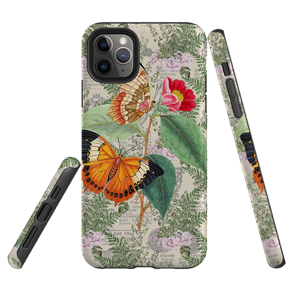 iPhone phone case-Butterfly Stories-Product Details Raised bevel to protect screen from scratches. Impact resistant polycarbonate shell and shock absorbing inner TPU liner. Secure fit with design wrapping around side of the case and full access to ports. Compatible with Qi-standard wireless charging. Thickness 1/8 inch (3mm), weight 30g. Compatibility See drop down menu for options, please select the right case as we print to order.-Stringberry