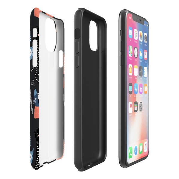 iPhone phone case-Catastrophe-Product Details Raised bevel to protect screen from scratches. Impact resistant polycarbonate shell and shock absorbing inner TPU liner. Secure fit with design wrapping around side of the case and full access to ports. Compatible with Qi-standard wireless charging. Thickness 1/8 inch (3mm), weight 30g. Compatibility See drop down menu for options, please select the right case as we print to order.-Stringberry