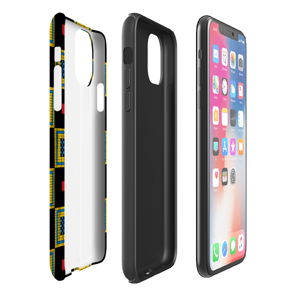 iPhone phone case-Chequers By Cressida Bell-Product Details Raised bevel to protect screen from scratches. Impact resistant polycarbonate shell and shock absorbing inner TPU liner. Secure fit with design wrapping around side of the case and full access to ports. Compatible with Qi-standard wireless charging. Thickness 1/8 inch (3mm), weight 30g. Compatibility See drop down menu for options, please select the right case as we print to order.-Stringberry