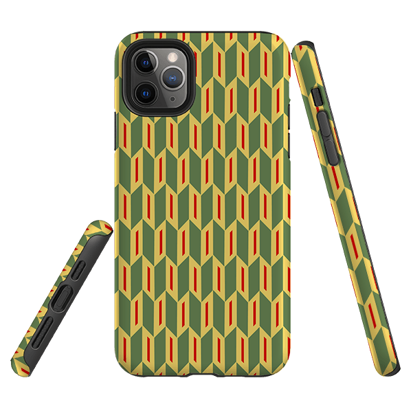 iPhone phone case-Chevrons By Cressida Bell-Product Details Raised bevel to protect screen from scratches. Impact resistant polycarbonate shell and shock absorbing inner TPU liner. Secure fit with design wrapping around side of the case and full access to ports. Compatible with Qi-standard wireless charging. Thickness 1/8 inch (3mm), weight 30g. Compatibility See drop down menu for options, please select the right case as we print to order.-Stringberry