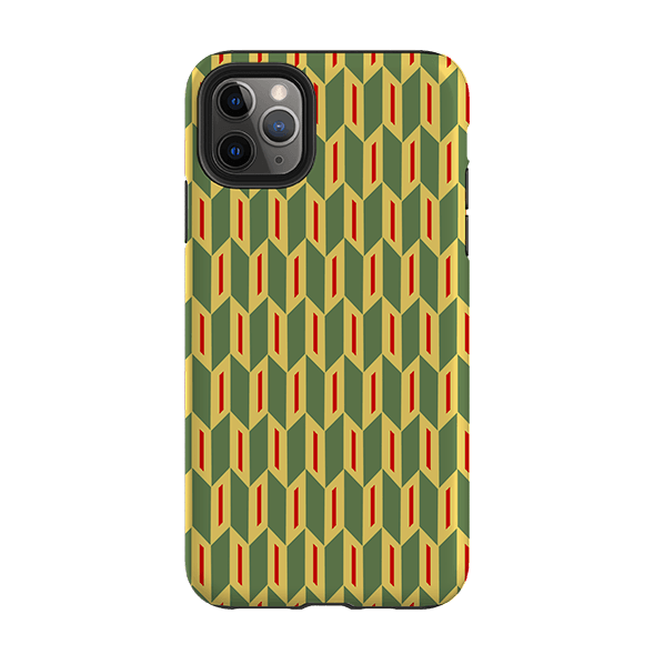 iPhone phone case-Chevrons By Cressida Bell-Product Details Raised bevel to protect screen from scratches. Impact resistant polycarbonate shell and shock absorbing inner TPU liner. Secure fit with design wrapping around side of the case and full access to ports. Compatible with Qi-standard wireless charging. Thickness 1/8 inch (3mm), weight 30g. Compatibility See drop down menu for options, please select the right case as we print to order.-Stringberry