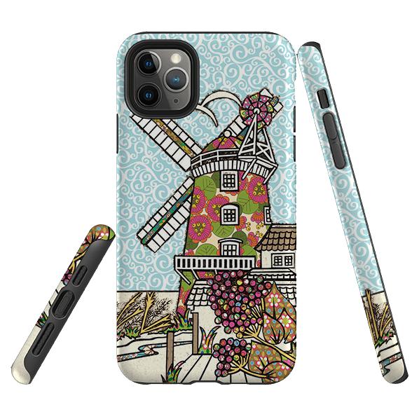 iPhone phone case-Cley Windmill By Amelia Bowman-Product Details Raised bevel to protect screen from scratches. Impact resistant polycarbonate shell and shock absorbing inner TPU liner. Secure fit with design wrapping around side of the case and full access to ports. Compatible with Qi-standard wireless charging. Thickness 1/8 inch (3mm), weight 30g. Compatibility See drop down menu for options, please select the right case as we print to order.-Stringberry