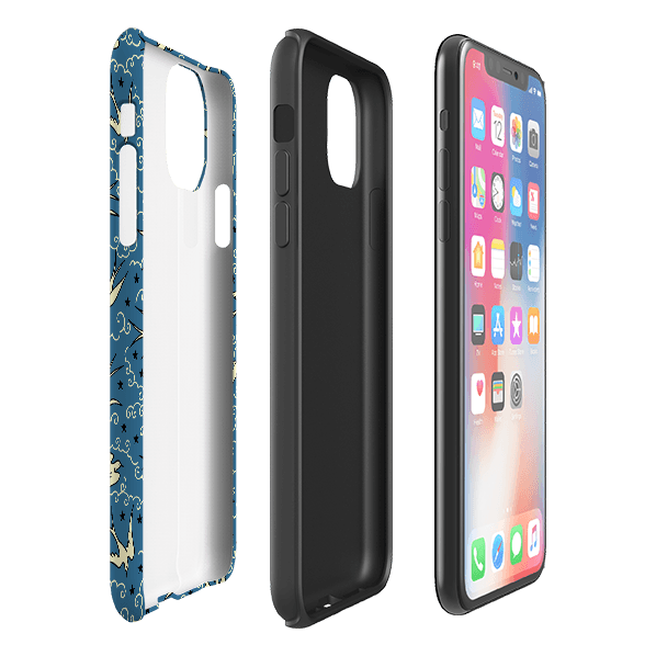iPhone phone case-Clouds By Cressida Bell-Product Details Raised bevel to protect screen from scratches. Impact resistant polycarbonate shell and shock absorbing inner TPU liner. Secure fit with design wrapping around side of the case and full access to ports. Compatible with Qi-standard wireless charging. Thickness 1/8 inch (3mm), weight 30g. Compatibility See drop down menu for options, please select the right case as we print to order.-Stringberry