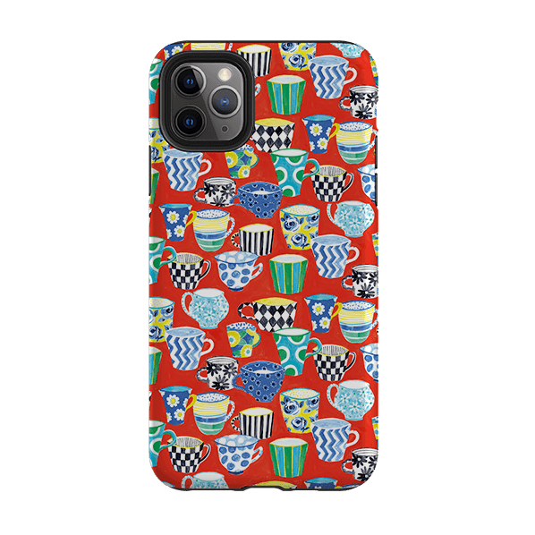 iPhone phone case-Coffee Break By Sarah Campbell-Product Details Raised bevel to protect screen from scratches. Impact resistant polycarbonate shell and shock absorbing inner TPU liner. Secure fit with design wrapping around side of the case and full access to ports. Compatible with Qi-standard wireless charging. Thickness 1/8 inch (3mm), weight 30g. Compatibility See drop down menu for options, please select the right case as we print to order.-Stringberry
