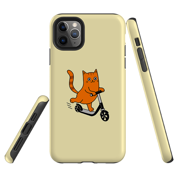 iPhone phone case-Cool Cat-Product Details Raised bevel to protect screen from scratches. Impact resistant polycarbonate shell and shock absorbing inner TPU liner. Secure fit with design wrapping around side of the case and full access to ports. Compatible with Qi-standard wireless charging. Thickness 1/8 inch (3mm), weight 30g. Compatibility See drop down menu for options, please select the right case as we print to order.-Stringberry