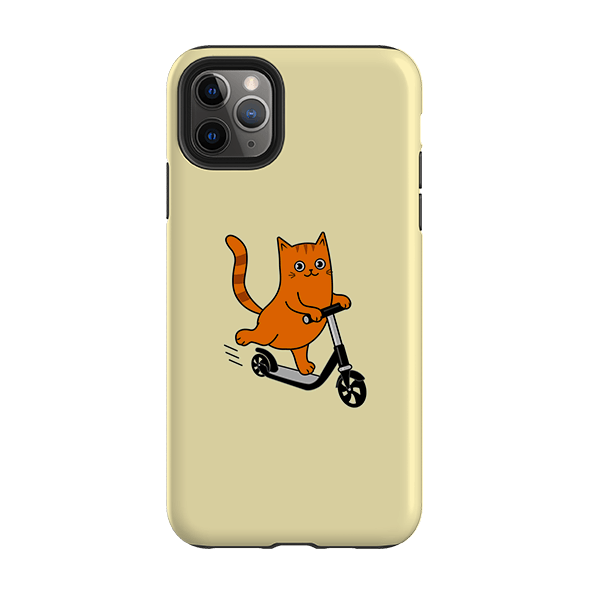 iPhone phone case-Cool Cat-Product Details Raised bevel to protect screen from scratches. Impact resistant polycarbonate shell and shock absorbing inner TPU liner. Secure fit with design wrapping around side of the case and full access to ports. Compatible with Qi-standard wireless charging. Thickness 1/8 inch (3mm), weight 30g. Compatibility See drop down menu for options, please select the right case as we print to order.-Stringberry