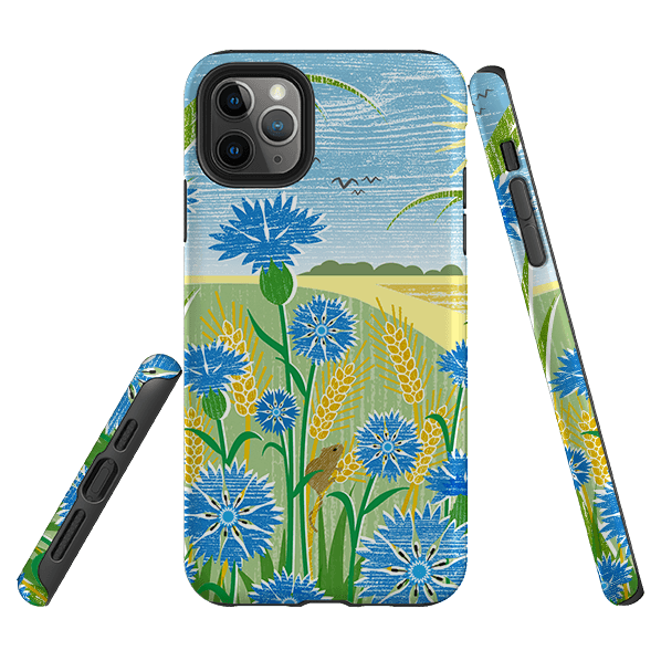 iPhone phone case-Cornflowers By Liane Payne-Product Details Raised bevel to protect screen from scratches. Impact resistant polycarbonate shell and shock absorbing inner TPU liner. Secure fit with design wrapping around side of the case and full access to ports. Compatible with Qi-standard wireless charging. Thickness 1/8 inch (3mm), weight 30g. Compatibility See drop down menu for options, please select the right case as we print to order.-Stringberry