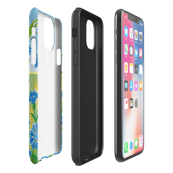 iPhone phone case-Cornflowers By Liane Payne-Product Details Raised bevel to protect screen from scratches. Impact resistant polycarbonate shell and shock absorbing inner TPU liner. Secure fit with design wrapping around side of the case and full access to ports. Compatible with Qi-standard wireless charging. Thickness 1/8 inch (3mm), weight 30g. Compatibility See drop down menu for options, please select the right case as we print to order.-Stringberry