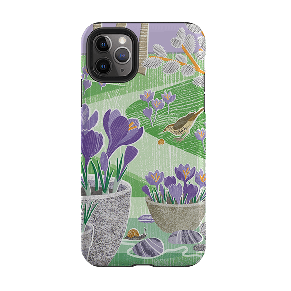 iPhone phone case-Crocus By Liane Payne-Product Details Raised bevel to protect screen from scratches. Impact resistant polycarbonate shell and shock absorbing inner TPU liner. Secure fit with design wrapping around side of the case and full access to ports. Compatible with Qi-standard wireless charging. Thickness 1/8 inch (3mm), weight 30g. Compatibility See drop down menu for options, please select the right case as we print to order.-Stringberry