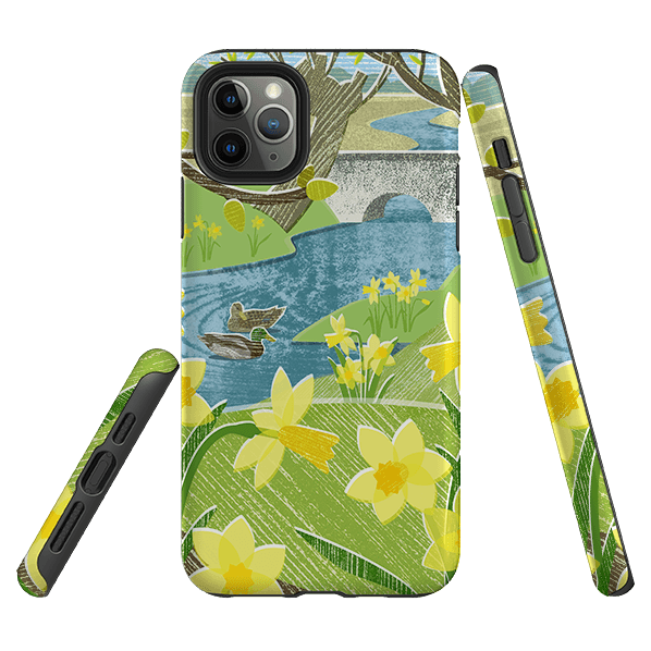 iPhone phone case-Daffs And Ducks By Liane Payne-Product Details Raised bevel to protect screen from scratches. Impact resistant polycarbonate shell and shock absorbing inner TPU liner. Secure fit with design wrapping around side of the case and full access to ports. Compatible with Qi-standard wireless charging. Thickness 1/8 inch (3mm), weight 30g. Compatibility See drop down menu for options, please select the right case as we print to order.-Stringberry