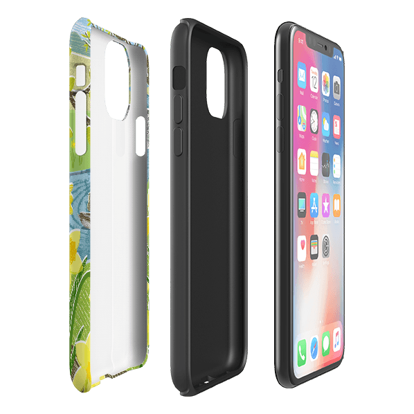 iPhone phone case-Daffs And Ducks By Liane Payne-Product Details Raised bevel to protect screen from scratches. Impact resistant polycarbonate shell and shock absorbing inner TPU liner. Secure fit with design wrapping around side of the case and full access to ports. Compatible with Qi-standard wireless charging. Thickness 1/8 inch (3mm), weight 30g. Compatibility See drop down menu for options, please select the right case as we print to order.-Stringberry