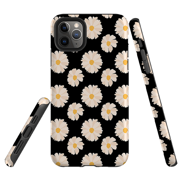 iPhone phone case-Daisies-Product Details Raised bevel to protect screen from scratches. Impact resistant polycarbonate shell and shock absorbing inner TPU liner. Secure fit with design wrapping around side of the case and full access to ports. Compatible with Qi-standard wireless charging. Thickness 1/8 inch (3mm), weight 30g. Compatibility See drop down menu for options, please select the right case as we print to order.-Stringberry