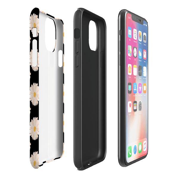 iPhone phone case-Daisies-Product Details Raised bevel to protect screen from scratches. Impact resistant polycarbonate shell and shock absorbing inner TPU liner. Secure fit with design wrapping around side of the case and full access to ports. Compatible with Qi-standard wireless charging. Thickness 1/8 inch (3mm), weight 30g. Compatibility See drop down menu for options, please select the right case as we print to order.-Stringberry