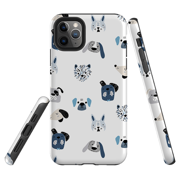 iPhone phone case-Dog Pattern-Product Details Raised bevel to protect screen from scratches. Impact resistant polycarbonate shell and shock absorbing inner TPU liner. Secure fit with design wrapping around side of the case and full access to ports. Compatible with Qi-standard wireless charging. Thickness 1/8 inch (3mm), weight 30g. Compatibility See drop down menu for options, please select the right case as we print to order.-Stringberry