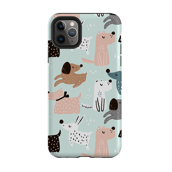 iPhone phone case-Dogs World-Product Details Raised bevel to protect screen from scratches. Impact resistant polycarbonate shell and shock absorbing inner TPU liner. Secure fit with design wrapping around side of the case and full access to ports. Compatible with Qi-standard wireless charging. Thickness 1/8 inch (3mm), weight 30g. Compatibility See drop down menu for options, please select the right case as we print to order.-Stringberry