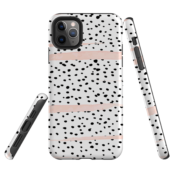iPhone phone case-Dots And Blush-Product Details Raised bevel to protect screen from scratches. Impact resistant polycarbonate shell and shock absorbing inner TPU liner. Secure fit with design wrapping around side of the case and full access to ports. Compatible with Qi-standard wireless charging. Thickness 1/8 inch (3mm), weight 30g. Compatibility See drop down menu for options, please select the right case as we print to order.-Stringberry