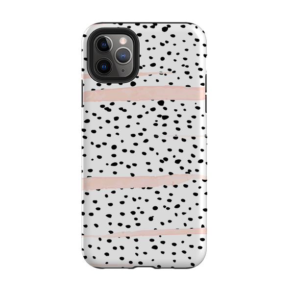 iPhone phone case-Dots And Blush-Product Details Raised bevel to protect screen from scratches. Impact resistant polycarbonate shell and shock absorbing inner TPU liner. Secure fit with design wrapping around side of the case and full access to ports. Compatible with Qi-standard wireless charging. Thickness 1/8 inch (3mm), weight 30g. Compatibility See drop down menu for options, please select the right case as we print to order.-Stringberry