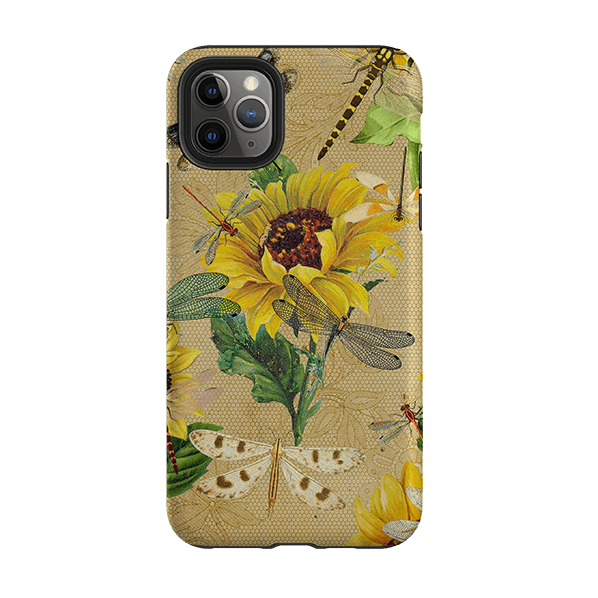 iPhone phone case-Dragonflies And Sunflowers-Product Details Raised bevel to protect screen from scratches. Impact resistant polycarbonate shell and shock absorbing inner TPU liner. Secure fit with design wrapping around side of the case and full access to ports. Compatible with Qi-standard wireless charging. Thickness 1/8 inch (3mm), weight 30g. Compatibility See drop down menu for options, please select the right case as we print to order.-Stringberry