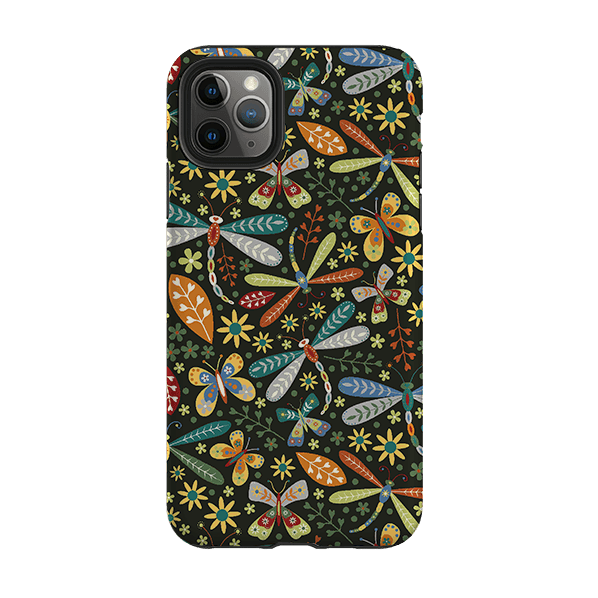 iPhone phone case-Dragonflies By Suzy Taylor-Product Details Raised bevel to protect screen from scratches. Impact resistant polycarbonate shell and shock absorbing inner TPU liner. Secure fit with design wrapping around side of the case and full access to ports. Compatible with Qi-standard wireless charging. Thickness 1/8 inch (3mm), weight 30g. Compatibility See drop down menu for options, please select the right case as we print to order.-Stringberry