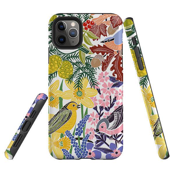 iPhone phone case-Embrace The Seasons By kate Heiss-Product Details Raised bevel to protect screen from scratches. Impact resistant polycarbonate shell and shock absorbing inner TPU liner. Secure fit with design wrapping around side of the case and full access to ports. Compatible with Qi-standard wireless charging. Thickness 1/8 inch (3mm), weight 30g. Compatibility See drop down menu for options, please select the right case as we print to order.-Stringberry