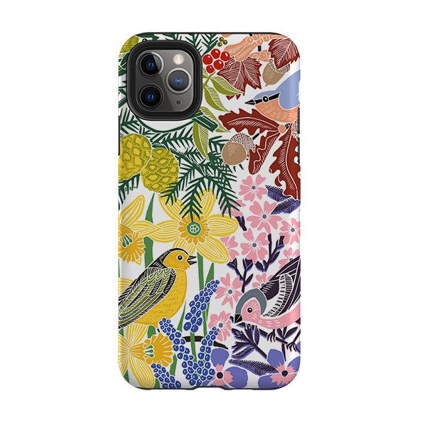 iPhone phone case-Embrace The Seasons By kate Heiss-Product Details Raised bevel to protect screen from scratches. Impact resistant polycarbonate shell and shock absorbing inner TPU liner. Secure fit with design wrapping around side of the case and full access to ports. Compatible with Qi-standard wireless charging. Thickness 1/8 inch (3mm), weight 30g. Compatibility See drop down menu for options, please select the right case as we print to order.-Stringberry