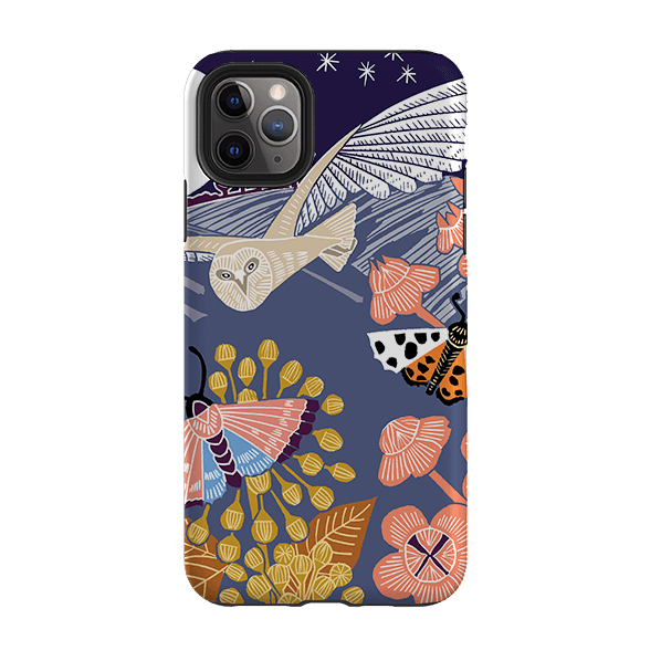 iPhone phone case-Evening Barn Owl By Kate Heiss-Product Details Raised bevel to protect screen from scratches. Impact resistant polycarbonate shell and shock absorbing inner TPU liner. Secure fit with design wrapping around side of the case and full access to ports. Compatible with Qi-standard wireless charging. Thickness 1/8 inch (3mm), weight 30g. Compatibility See drop down menu for options, please select the right case as we print to order.-Stringberry