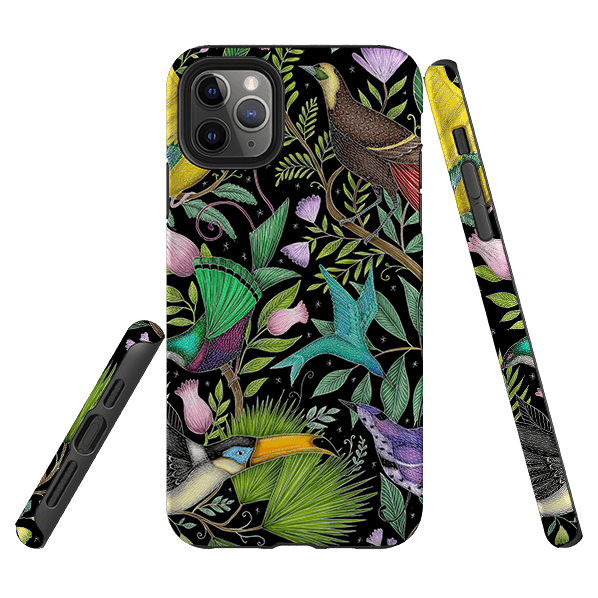 iPhone phone case-Exotic Birds By Catherine Rowe-Product Details Raised bevel to protect screen from scratches. Impact resistant polycarbonate shell and shock absorbing inner TPU liner. Secure fit with design wrapping around side of the case and full access to ports. Compatible with Qi-standard wireless charging. Thickness 1/8 inch (3mm), weight 30g. Compatibility See drop down menu for options, please select the right case as we print to order.-Stringberry