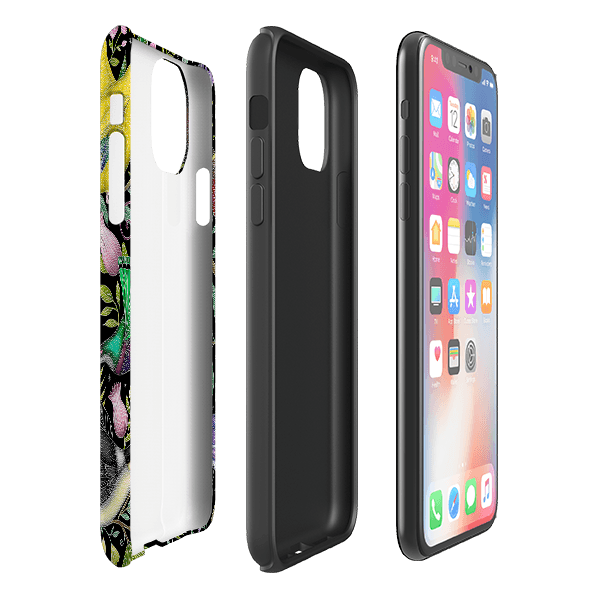 iPhone phone case-Exotic Birds By Catherine Rowe-Product Details Raised bevel to protect screen from scratches. Impact resistant polycarbonate shell and shock absorbing inner TPU liner. Secure fit with design wrapping around side of the case and full access to ports. Compatible with Qi-standard wireless charging. Thickness 1/8 inch (3mm), weight 30g. Compatibility See drop down menu for options, please select the right case as we print to order.-Stringberry