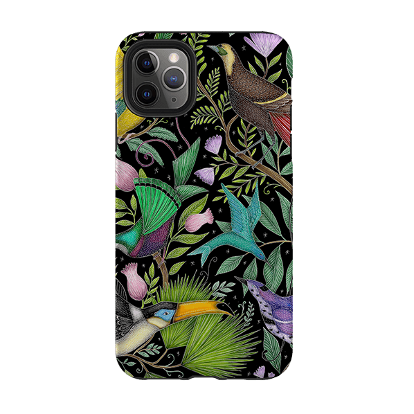 iPhone phone case-Exotic Birds By Catherine Rowe-Product Details Raised bevel to protect screen from scratches. Impact resistant polycarbonate shell and shock absorbing inner TPU liner. Secure fit with design wrapping around side of the case and full access to ports. Compatible with Qi-standard wireless charging. Thickness 1/8 inch (3mm), weight 30g. Compatibility See drop down menu for options, please select the right case as we print to order.-Stringberry