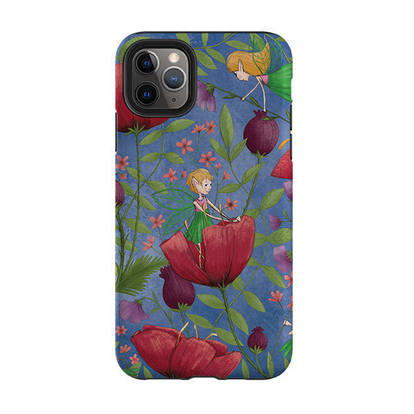 iPhone phone case-Fairies And Flowers By Maja Lindberg-Product Details Raised bevel to protect screen from scratches. Impact resistant polycarbonate shell and shock absorbing inner TPU liner. Secure fit with design wrapping around side of the case and full access to ports. Compatible with Qi-standard wireless charging. Thickness 1/8 inch (3mm), weight 30g. Compatibility See drop down menu for options, please select the right case as we print to order.-Stringberry