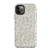 iPhone phone case-Feathers Grey By Katherine Quinn-Product Details Raised bevel to protect screen from scratches. Impact resistant polycarbonate shell and shock absorbing inner TPU liner. Secure fit with design wrapping around side of the case and full access to ports. Compatible with Qi-standard wireless charging. Thickness 1/8 inch (3mm), weight 30g. Compatibility See drop down menu for options, please select the right case as we print to order.-Stringberry