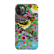 iPhone phone case-Finches By Claire West-Product Details Raised bevel to protect screen from scratches. Impact resistant polycarbonate shell and shock absorbing inner TPU liner. Secure fit with design wrapping around side of the case and full access to ports. Compatible with Qi-standard wireless charging. Thickness 1/8 inch (3mm), weight 30g. Compatibility See drop down menu for options, please select the right case as we print to order.-Stringberry