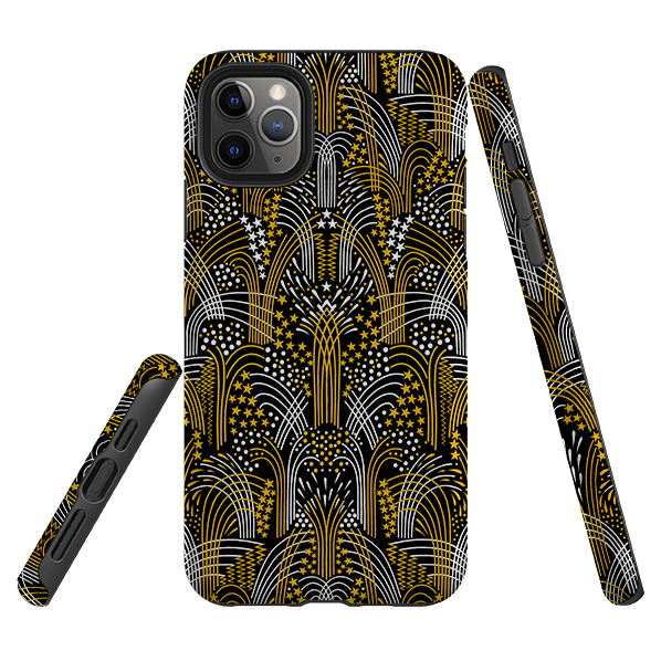 iPhone phone case-Fireworks By Cressida Bell-Product Details Raised bevel to protect screen from scratches. Impact resistant polycarbonate shell and shock absorbing inner TPU liner. Secure fit with design wrapping around side of the case and full access to ports. Compatible with Qi-standard wireless charging. Thickness 1/8 inch (3mm), weight 30g. Compatibility See drop down menu for options, please select the right case as we print to order.-Stringberry