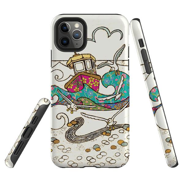 iPhone phone case-Fishing Boat By Amelia Bowman-Product Details Raised bevel to protect screen from scratches. Impact resistant polycarbonate shell and shock absorbing inner TPU liner. Secure fit with design wrapping around side of the case and full access to ports. Compatible with Qi-standard wireless charging. Thickness 1/8 inch (3mm), weight 30g. Compatibility See drop down menu for options, please select the right case as we print to order.-Stringberry