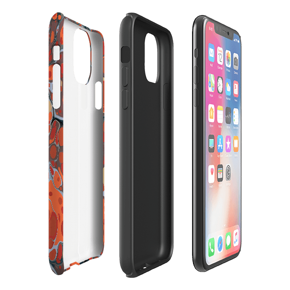 iPhone phone case-Flaming Volcano-Product Details Raised bevel to protect screen from scratches. Impact resistant polycarbonate shell and shock absorbing inner TPU liner. Secure fit with design wrapping around side of the case and full access to ports. Compatible with Qi-standard wireless charging. Thickness 1/8 inch (3mm), weight 30g. Compatibility See drop down menu for options, please select the right case as we print to order.-Stringberry